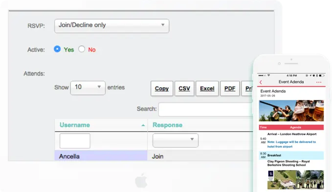 Team More Event module: company calendar with RSVP