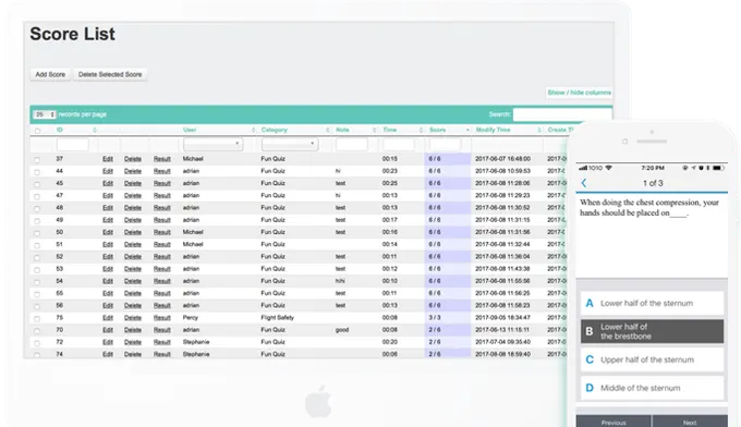Team More Quiz module: multiple-choice staff training quiz